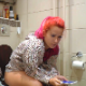 A pretty, plump, Eastern-European girl takes a hard shit while sitting on a toilet. She seems constipated, and only a couple, occasional plops are heard, even after quite a while pushing. Presented in 720P HD. About 6.5 minutes.